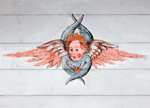 Cherub aus der Deckenmalerei der Sankt-Bartholomäus-Kirche Themar, Foto: Joachim Hanf